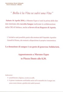 donazione sangue a marano equo
