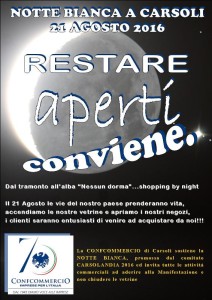 Locandina Notte bianca 2016 Confcommercio