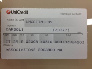 iban associazione edoardo marcangeli