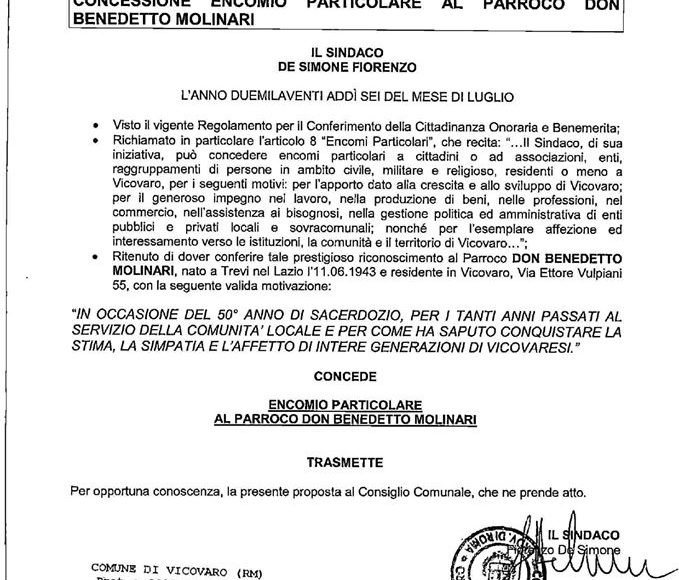 encomio particolare don benedetto