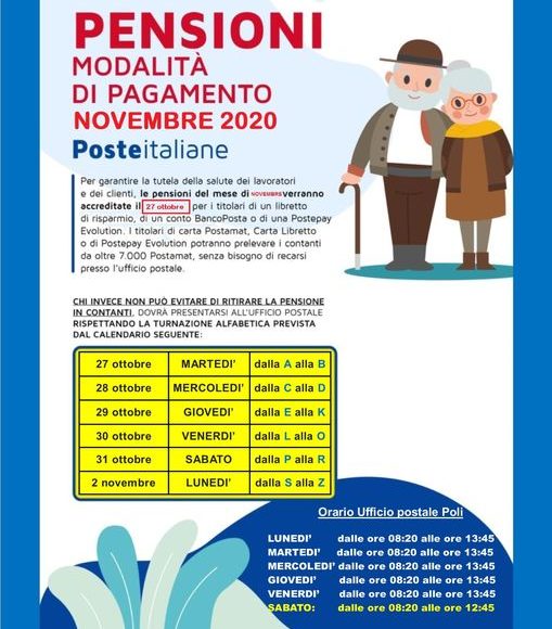 calendario pensioni novembre 2020