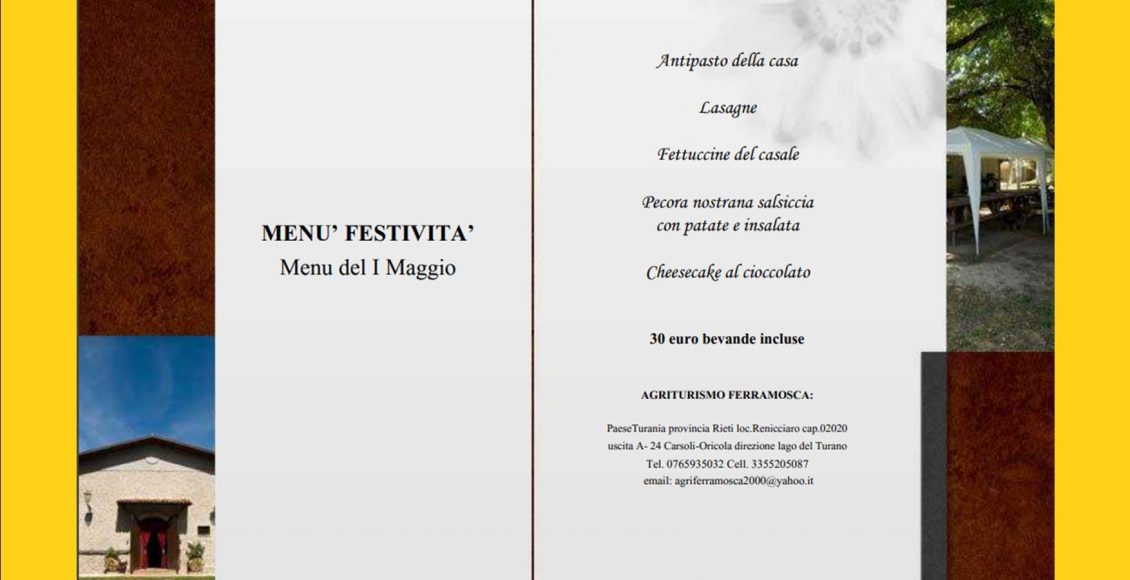 menu primo maggio agriturismo ferramosca