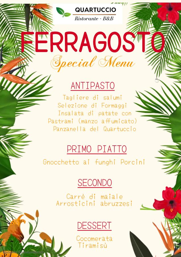 Al Ristorante Quartuccio è special menù Ferragosto 2022 ConfineLive