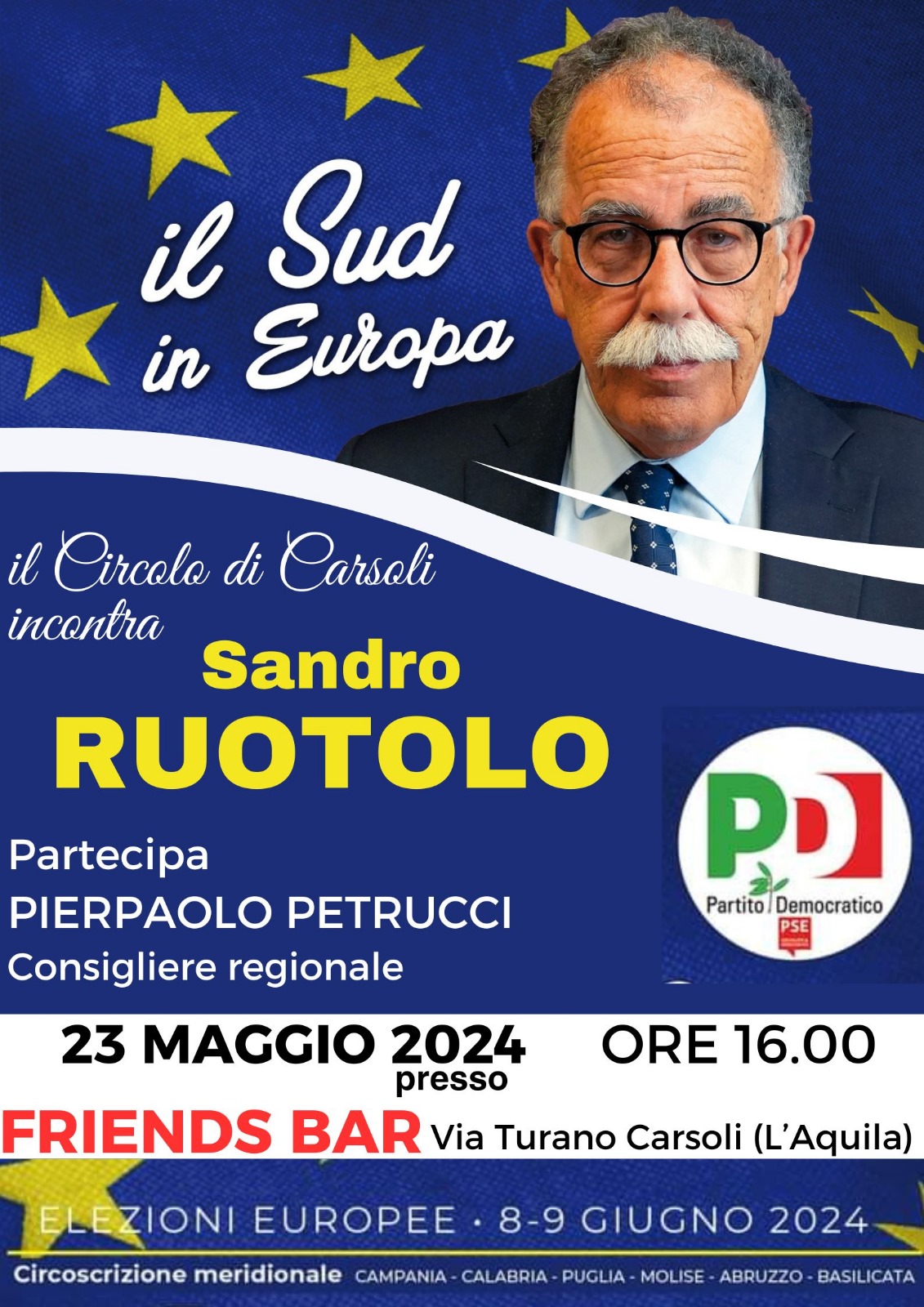 Europee 2024, il giornalista Sandro Ruotolo a Carsoli incontra il